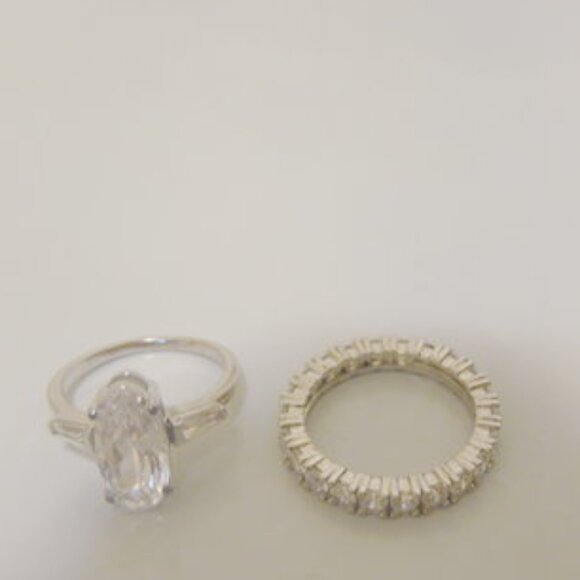 Radiance by Absolute Oval Baguette Accent Engagement & Band Ring Size 8 - Picture 3 of 8